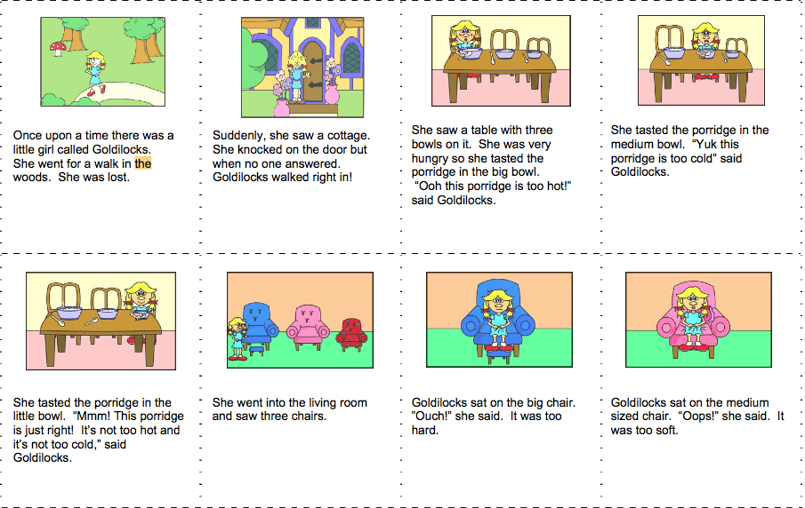 Goldilocks and the three bears story with pictures