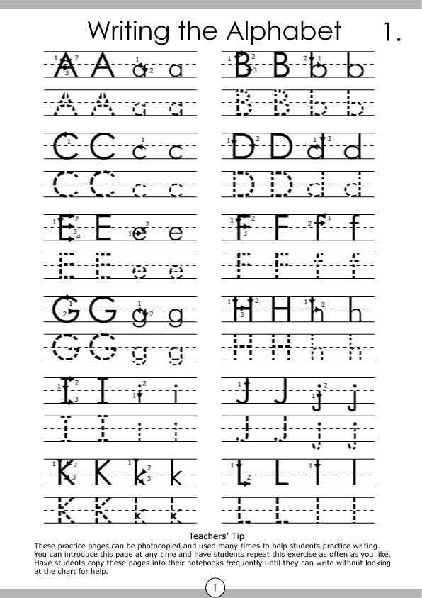 Practicing the alphabet