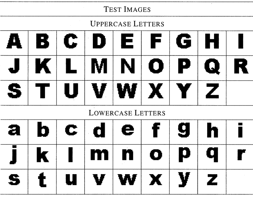 Upper case letters of the alphabet