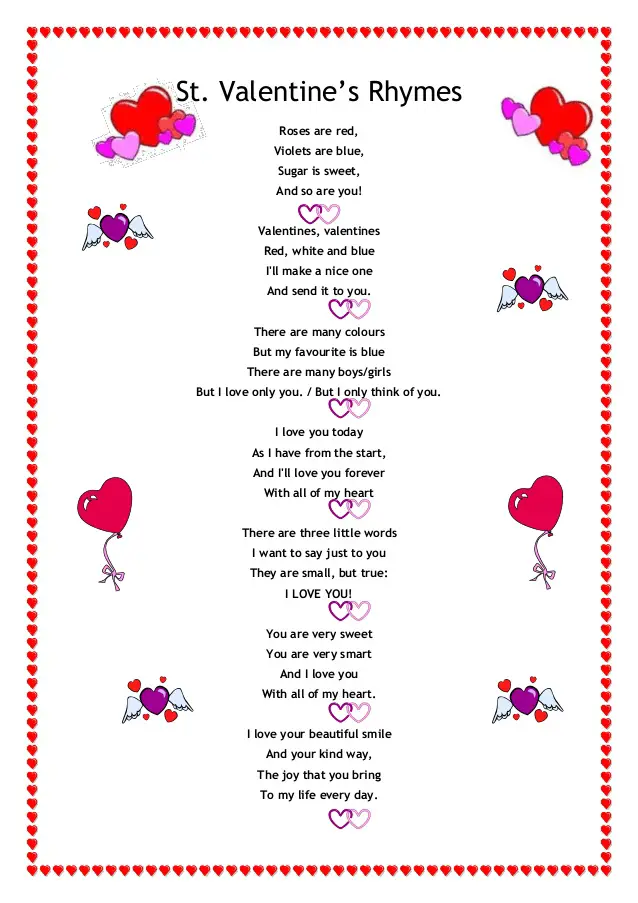 Rhyming words with valentine