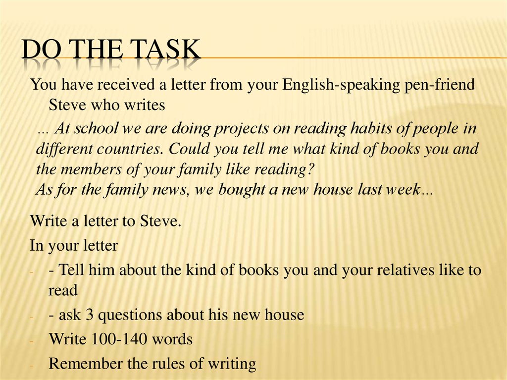 Write a letter task