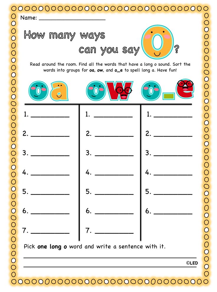 Teaching long vowel sounds lesson plans