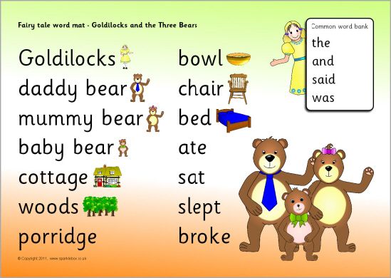 Text of goldilocks and the three bears
