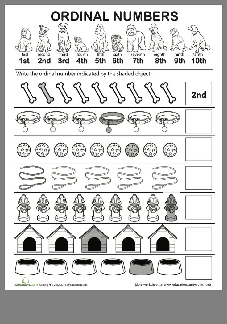 Ordinal numbers kindergarten activities