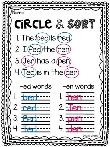 Short a words for first graders