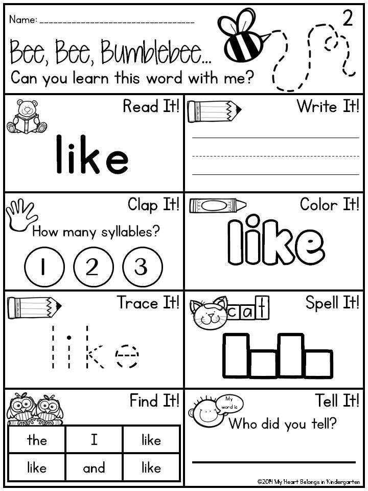 Sight word activities for preschool