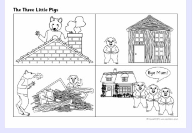 What are the three little pigs houses made of