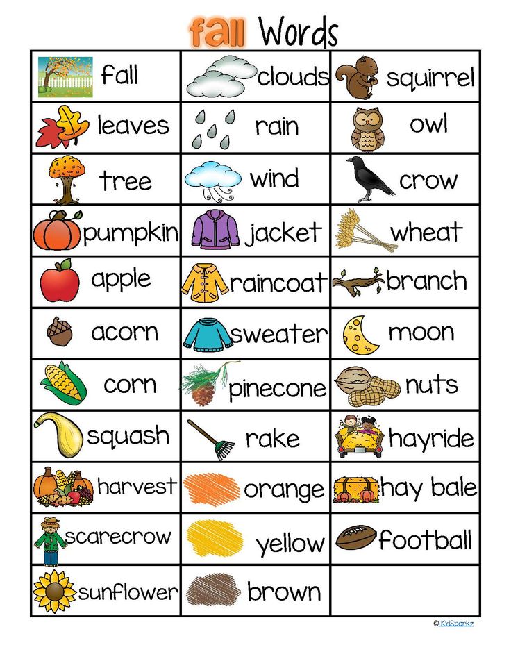 Vocabulary words for preschoolers