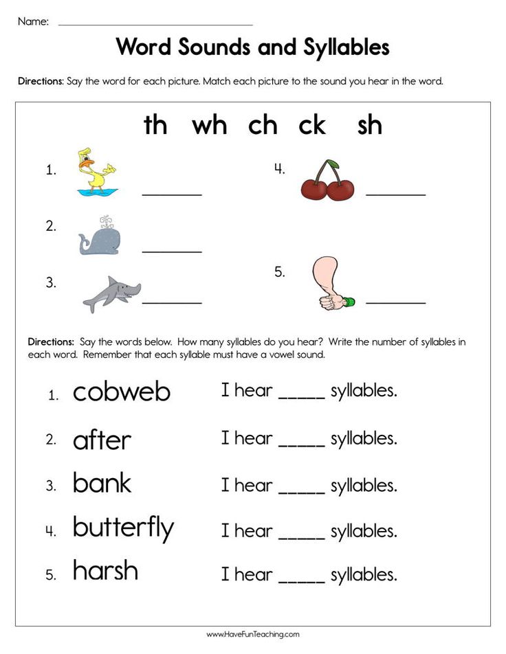 Two syllable words for first grade