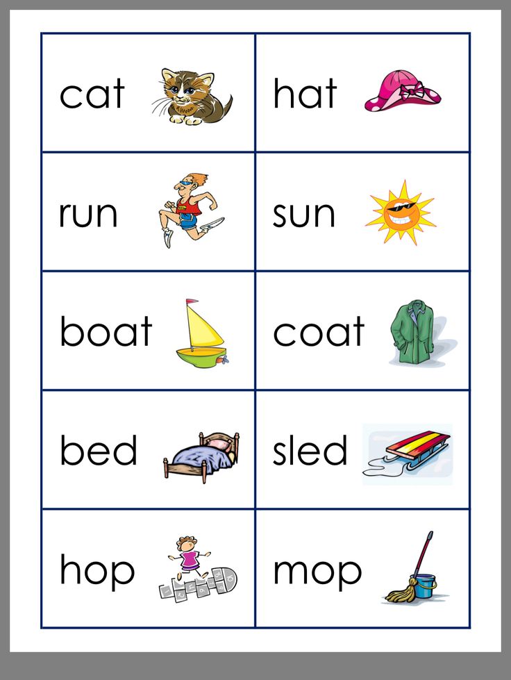 Pre K Rhyming Word Cards