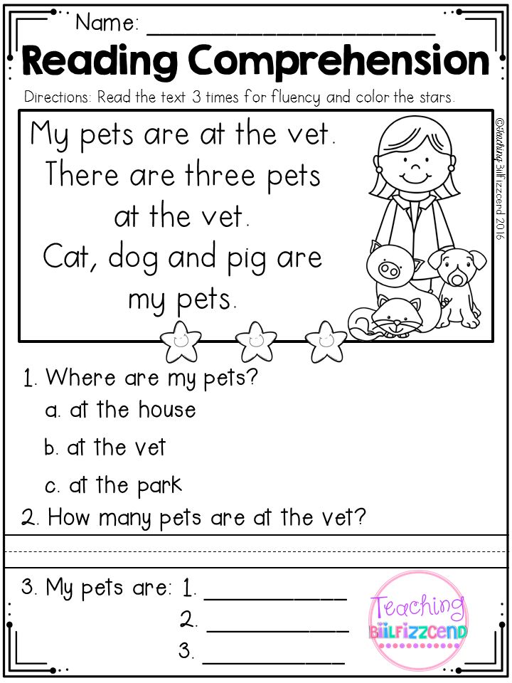 Reading comprehension activities for kindergarten