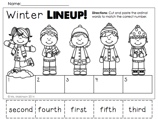 Ordinal numbers activities for kindergarten