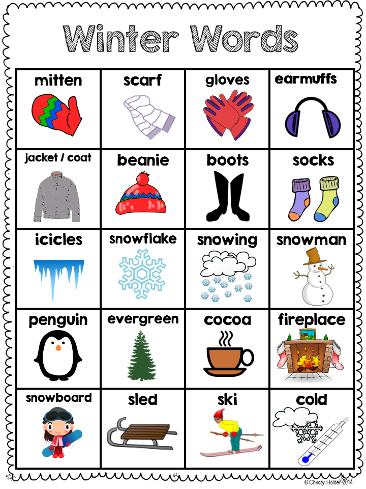 Vocabulary words for preschool