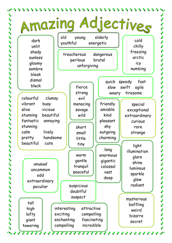 Teaching about adjectives