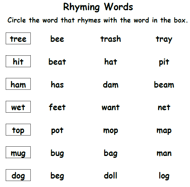 Rhyming words for come