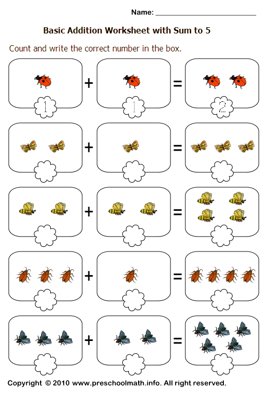 Counting exercise for kindergarten