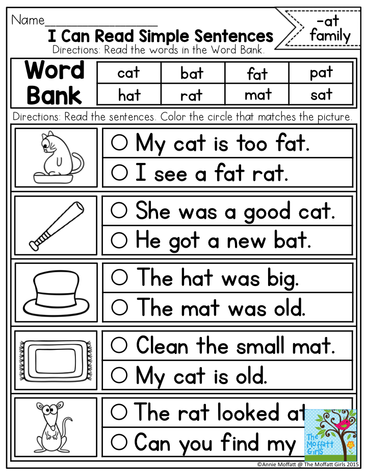 Simple sentences for 5 year olds