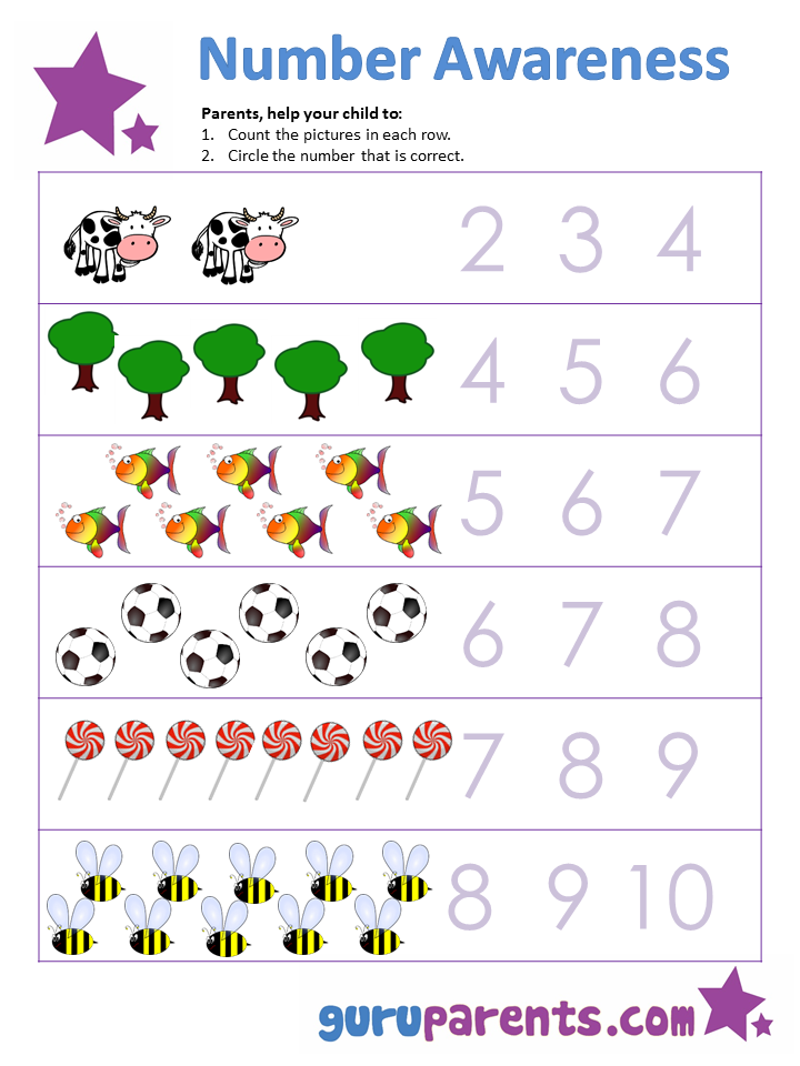 Number learning for preschoolers