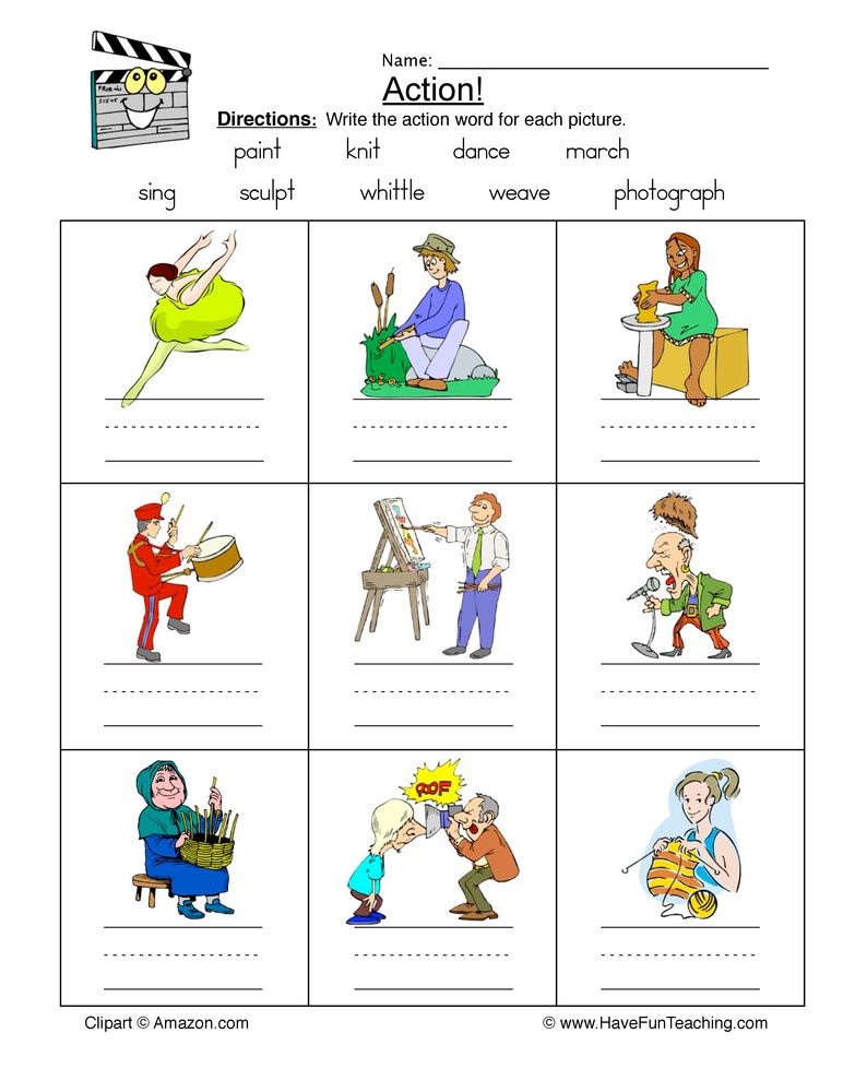 Verbs activities for first grade