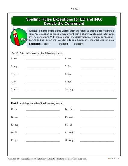 Spelling rule for double consonants