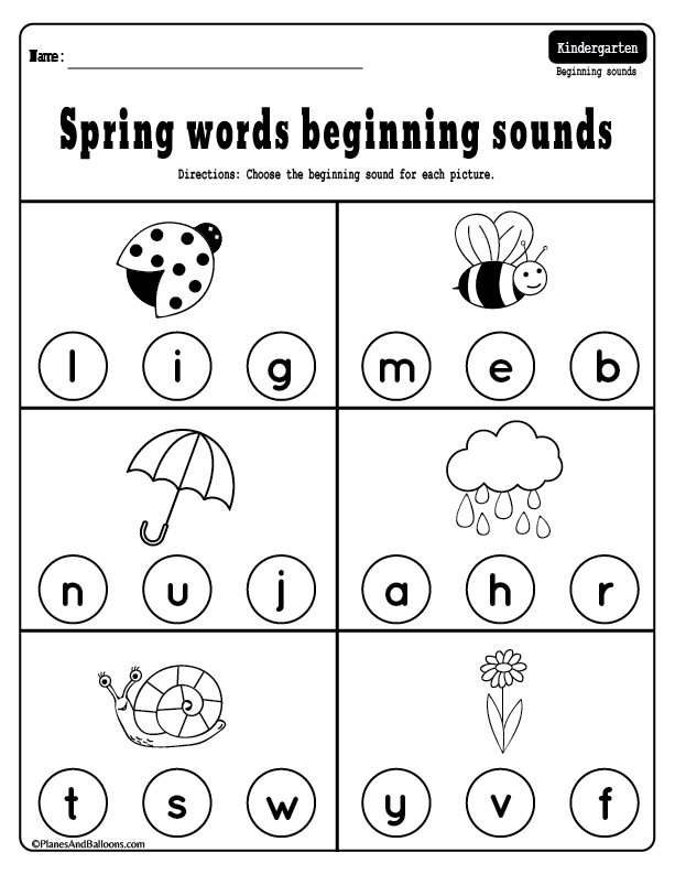 Kindergarten beginning sounds activities