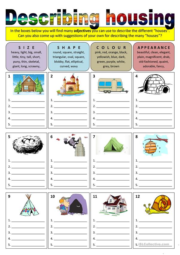 1 find the adjective. Types of adjectives английского Worksheet. Types of Houses задания. Adjectives to describe House. The Home английский Worksheet.