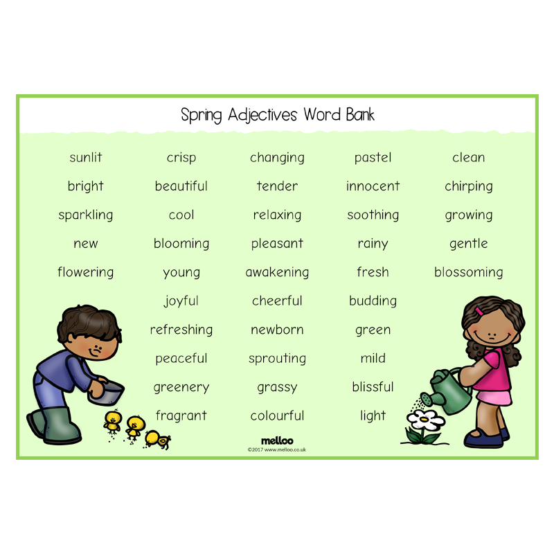 Live adjective. Adjective Words. Word Bank. Маленький adjective. Spring Word list.