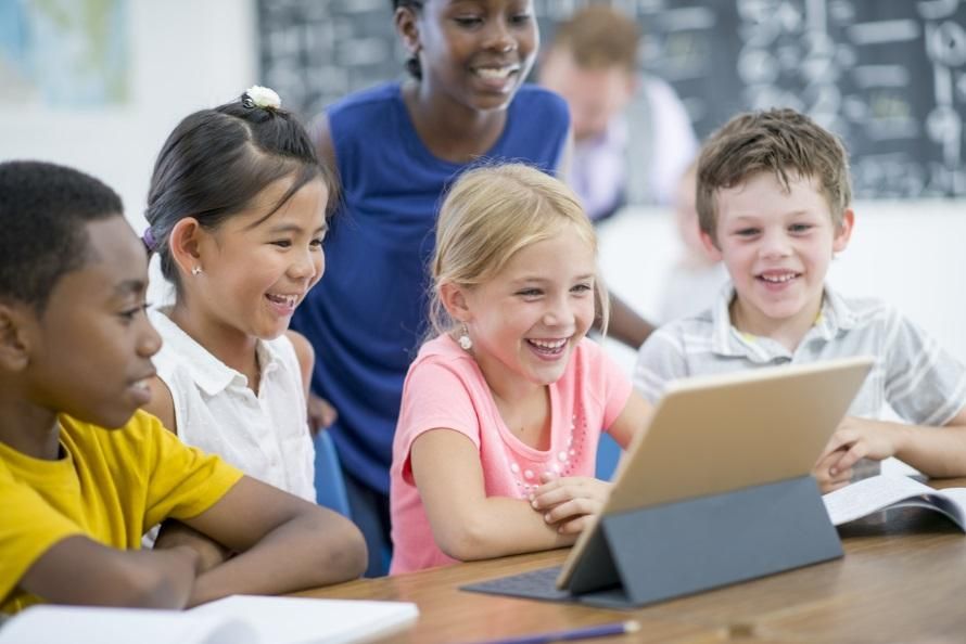 Children learning how to read