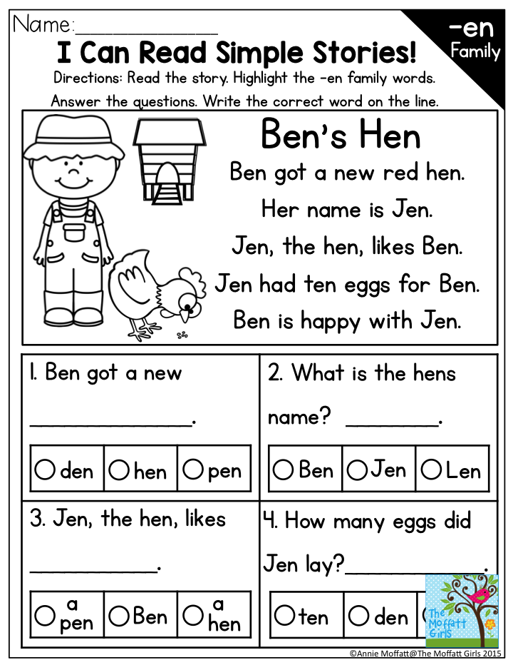Reading words for kindergarten