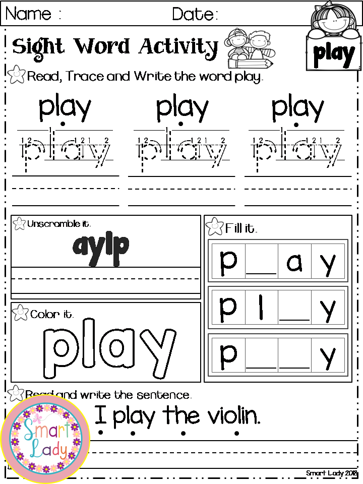 Sight word activities for pre k
