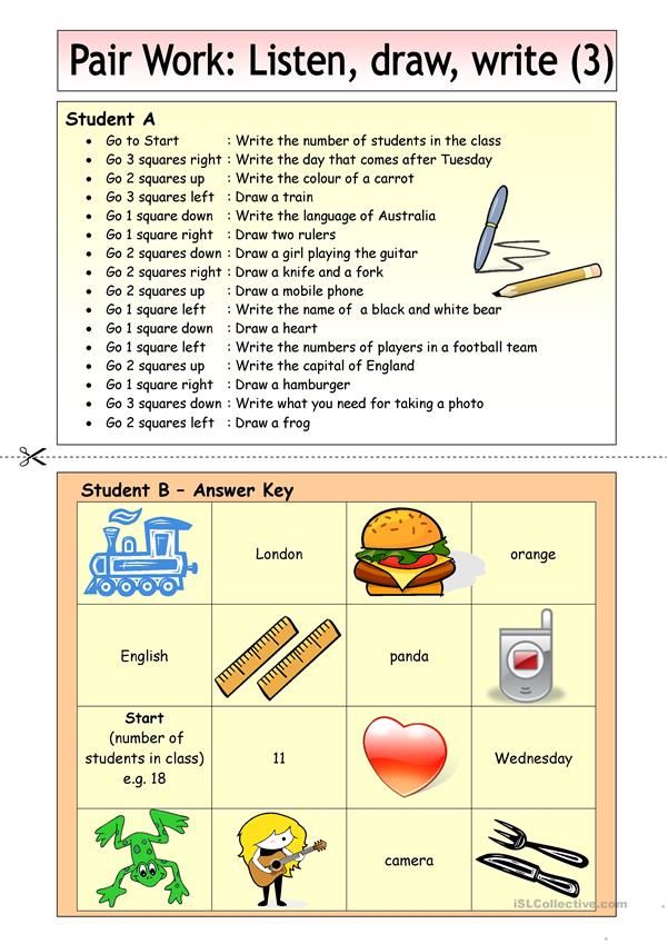 Following directions activity for elementary students