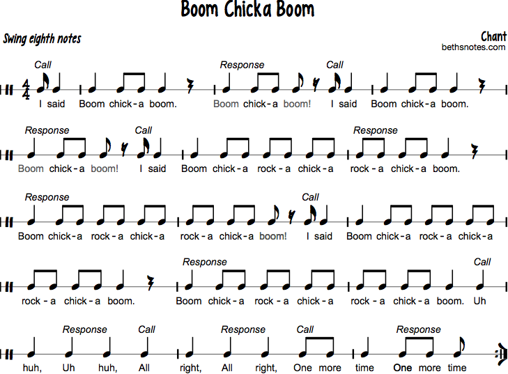 The song chicka boom