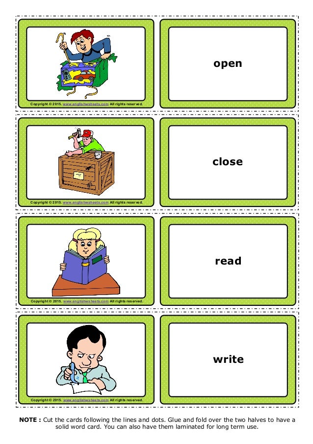 Verb activities for grade 1