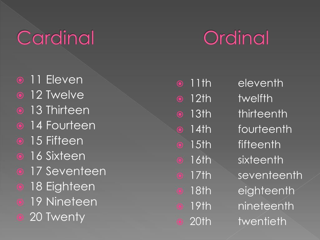 15 на английском. Cardinal and Ordinal numbers ppt. Cardinals and Ordinals. Cardinal or Ordinal. Кардинал анд ординал Нумберс.