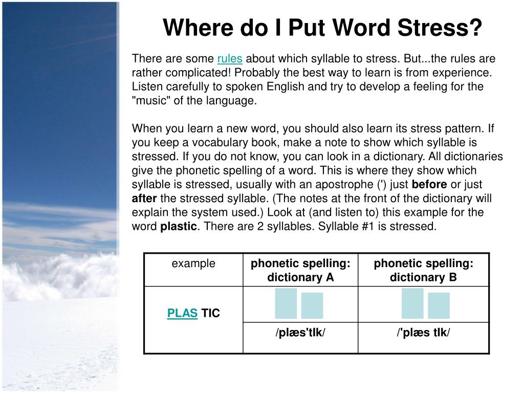 Word stress. Word stress in English презентация. Syllables and Word stress. Rules of Word stress in English. Syllable stress Rules.