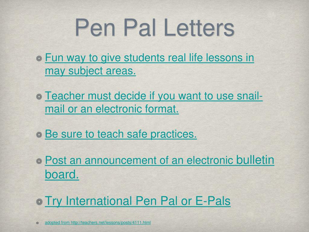 Pen pal games