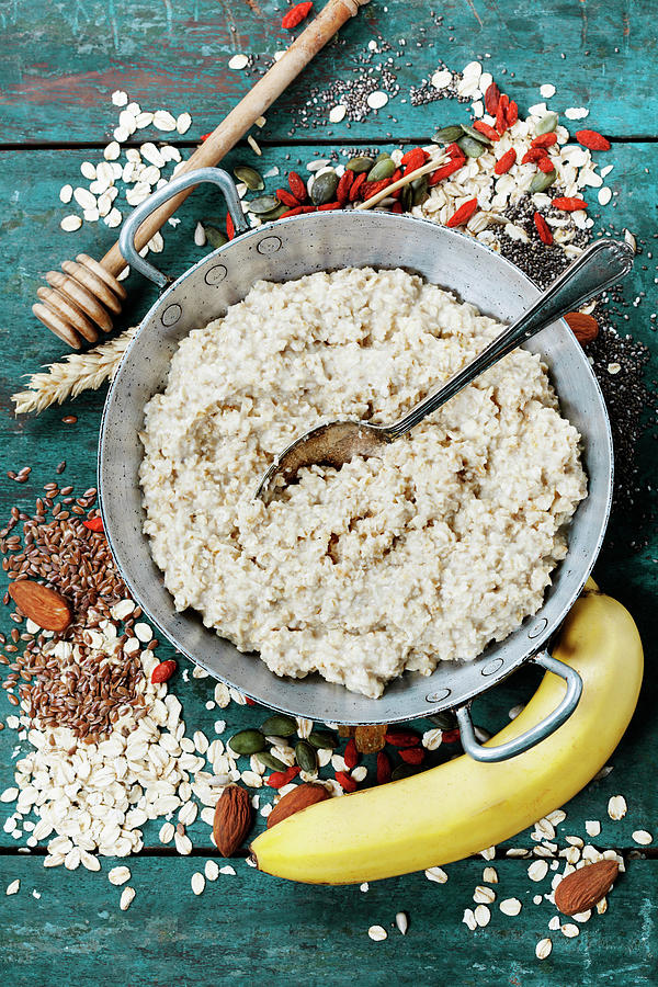 Bowl Of Oatmeal Porridge With Healthy Ingredients Natalia Klenova 