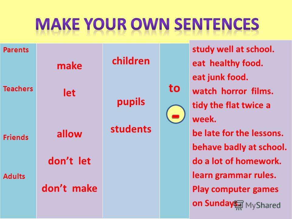 Sentences with own