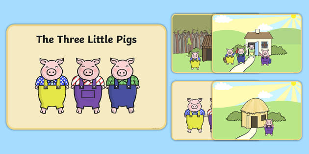 Three little pigs story with pictures