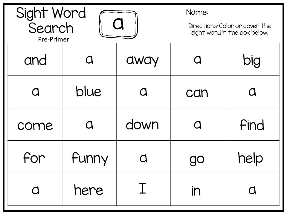 Down sight word