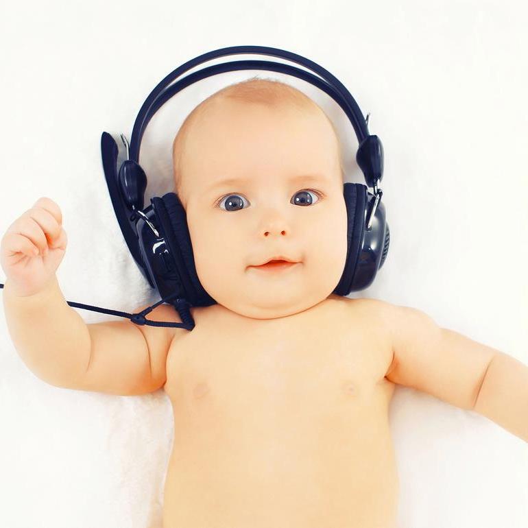 Baby listening to music