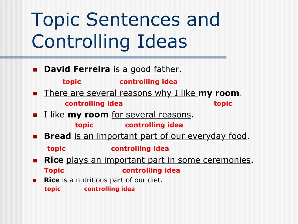 Topic Sentences And Controlling Ideas 