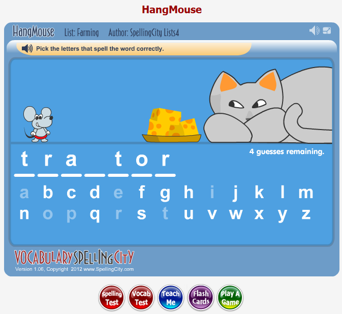 Spelling interactive game